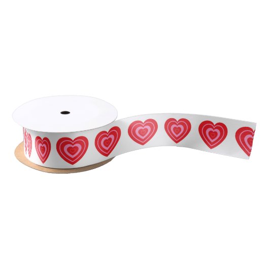 Valentines Day Pink and Red Hearts Satinband (Spule)