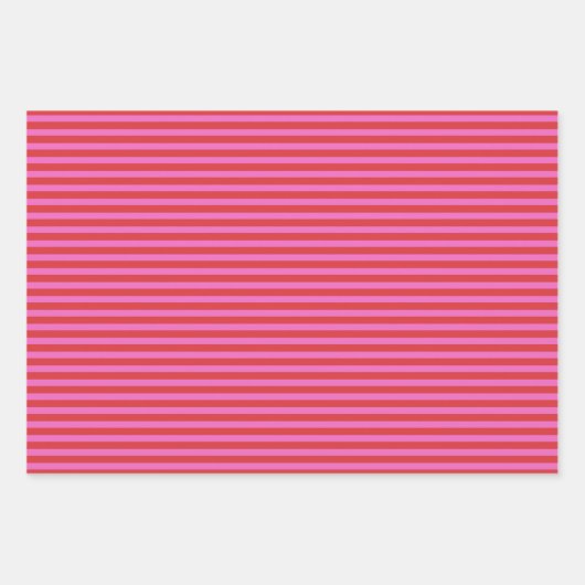 Valentine's Day Pink and Red Stripes Pattern Geschenkpapier Set (Vorderseite)
