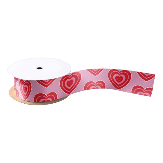 Valentines Day Pink and Red Two Toned Heart Satinband (Spule)