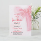 valentines day Pink Bow girl Baby Shower Einladung (Stehend Vorderseite)