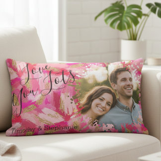 Valentine's Day Pink Brush Stroke Photo Pillow Lendenkissen