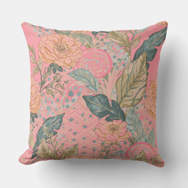 Valentines Day,Pink,Lovely Flowers,Modern, Trendy Kissen (Vorderseite)