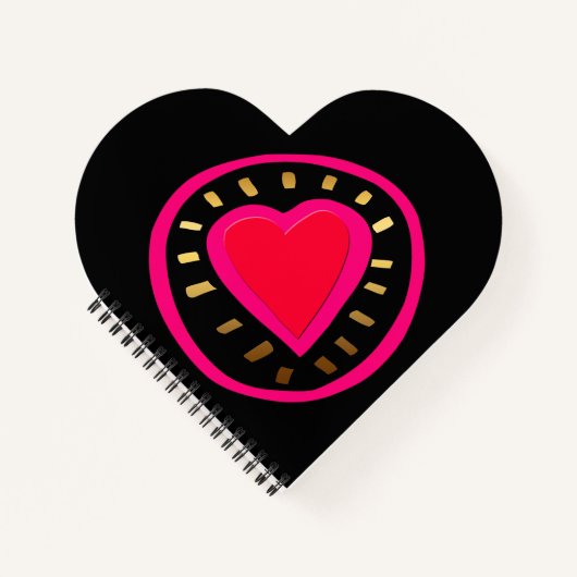 Valentine's Day Pink Modernes Cool Heart Notebook Notizbuch (Vorderseite)