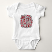 Valentine's Day Pink Red Roses Hearts Doodles  Baby Strampler (Vorderseite)