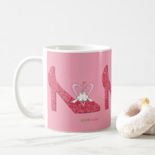 Valentine's Day Pink Shoe Liebe Hallo Tasse