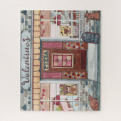 Valentine's Day Pizza Shop Wasserfarbe Puzzle (Vertikal)