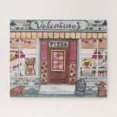 Valentine's Day Pizza Shop Wasserfarbe Puzzle (Horizontal)