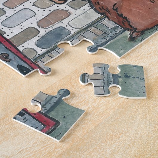 Valentine's Day Pizza Shop Wasserfarbe Puzzle (Seite)