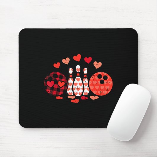 Valentines Day Plaid Bowling Valentine Srts Men Wo Mousepad (Mit Mouse)
