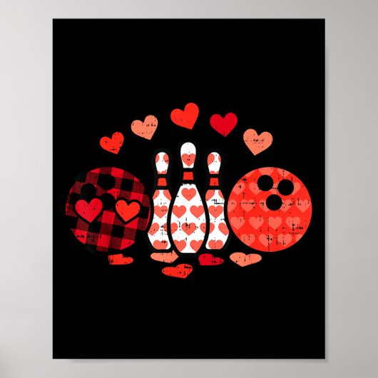 Valentines Day Plaid Bowling Valentine Srts Men Wo Poster (Vorne)