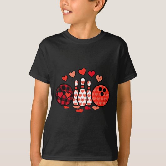 Valentines Day Plaid Bowling Valentine Srts Men Wo T-Shirt (Vorderseite)