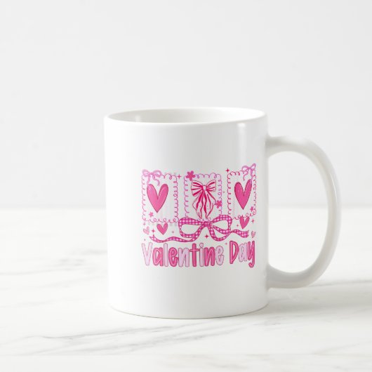 Valentines Day Preppy Hearts Coquette Bow Women Gi Kaffeetasse (Rechts)