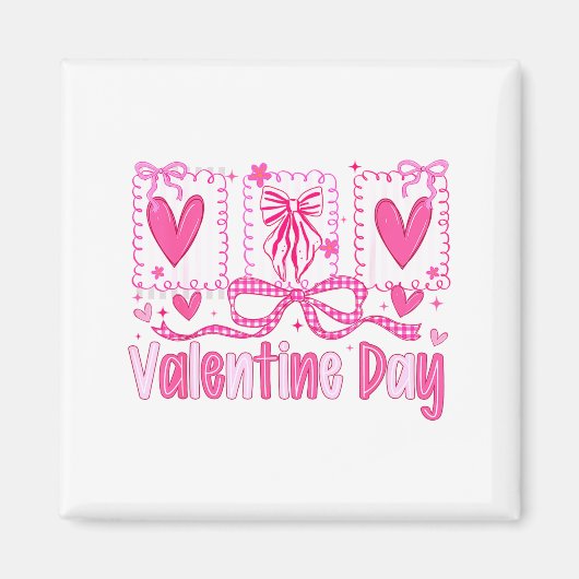 Valentines Day Preppy Hearts Coquette Bow Women Gi Magnet (Vorne)