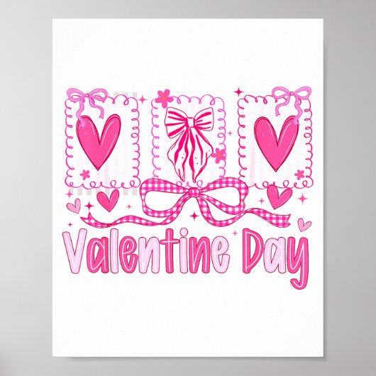 Valentines Day Preppy Hearts Coquette Bow Women Gi Poster (Vorne)