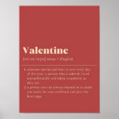 Valentines Day Printable Valentine Definition Roma Poster (Vorne)