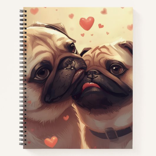 Valentine's Day Pug Notebook: Pugs & Kisses Notizblock (Vorderseite)
