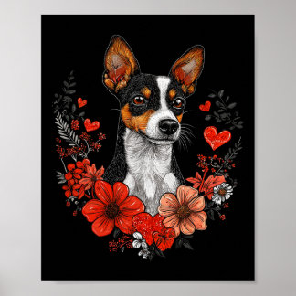 Valentine's Day Rat Terrier Dog  Poster