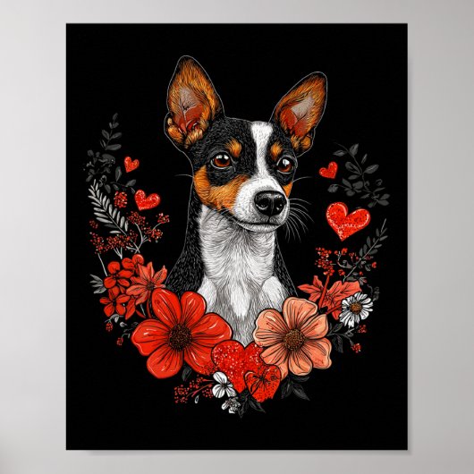 Valentine's Day Rat Terrier Dog  Poster (Vorne)