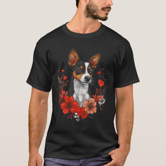Valentine's Day Rat Terrier Dog  T-Shirt (Vorderseite)
