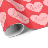 Valentines' Day Red and pink Heart Love Pattern Geschenkpapier (Rolleneckpunkt)