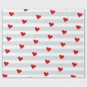 Valentine's Day Red Heart Origami Muster Geschenkpapier (Flach)