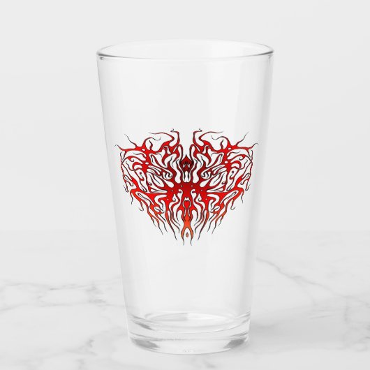Valentine's Day Red Heart Tribal Tattoo Glas (Vorderseite)