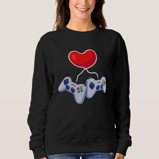 Valentines Day Red Heart Video Game Love Gamer Bo Sweatshirt (Vorderseite)