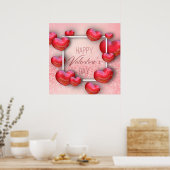 Valentine's Day Red Hearts Glitzer Poster Print (Küche)