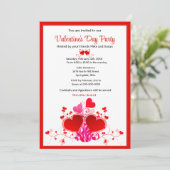 Valentine's Day Red Hearts Holiday Party Einladung (Stehend Vorderseite)