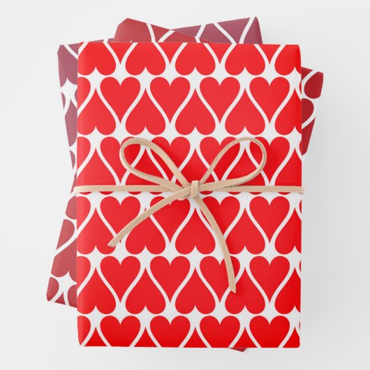 Valentine's Day Red Hearts Muster Geschenkpapier Set (Beispiel)
