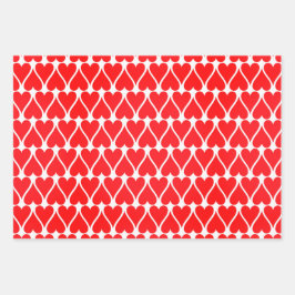 Valentine's Day Red Hearts Muster Geschenkpapier Set