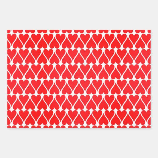 Valentine's Day Red Hearts Muster Geschenkpapier Set (Vorderseite)