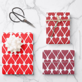 Valentine's Day Red Hearts Muster Geschenkpapier Set