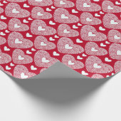 Valentine's Day Red Lace Herzmuster Geschenkpapier (Ecke)