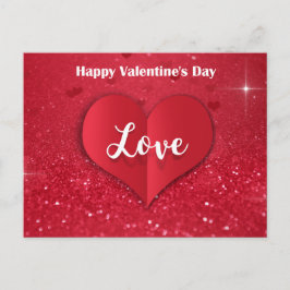 Valentine's Day Red Paper Heart Glitzer - Postcard Feiertagspostkarte