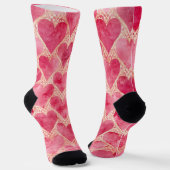 Valentine's Day, Red Pink Love Heart Pattern Socken (Gewinkelt)