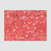 Valentine's Day Red White Hearts Muster Seidenpapier (Vorderseite)