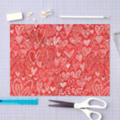 Valentine's Day Red White Hearts Muster Seidenpapier (Handwerk)
