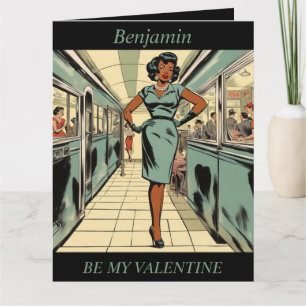 VALENTINE'S DAY Retro 1950er Jahre editierbare Fal Karte
