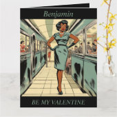 VALENTINE'S DAY Retro 1950s bearbeitbare Faltkarte Karte (Gelbe Blume)