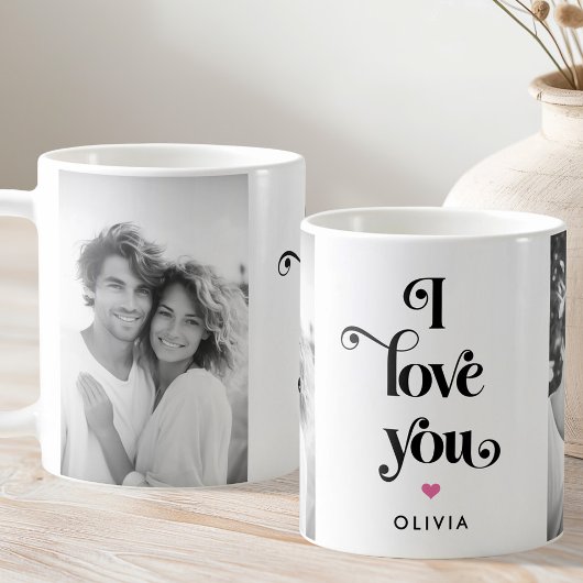 Valentines day retro I love you name photo Kaffeetasse
