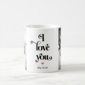 Valentines day retro I love you name photo Kaffeetasse (Mittel)