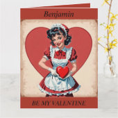 VALENTINE'S DAY Retro Maid bearbeitbare Faltkarte Karte (Gelbe Blume)