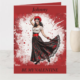 VALENTINE'S DAY Retro Sinti und Roma Dancer Faltka Karte