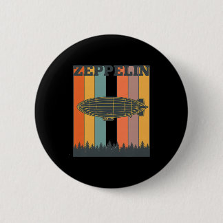 Valentine's Day Retro Zeppelin Vintage Airship 70s Button