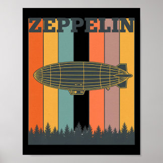 Valentine's Day Retro Zeppelin Vintage Airship 70s Poster