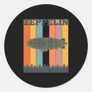 Valentine's Day Retro Zeppelin Vintage Airship 70s Runder Aufkleber