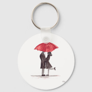 Valentine's day romantic couple with red umbrella schlüsselanhänger