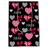 Valentine's Day Romantic Hearts and Ribbons Mittlere Geschenktüte (Rückseite)