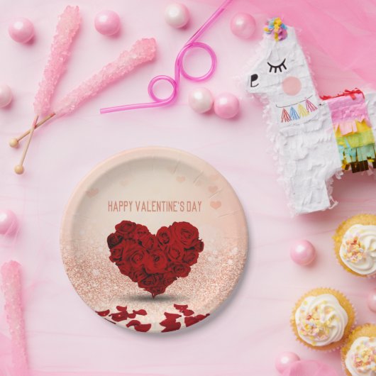 Valentine's Day Rose Heart Bouquet - Papierplatte Pappteller (Party)